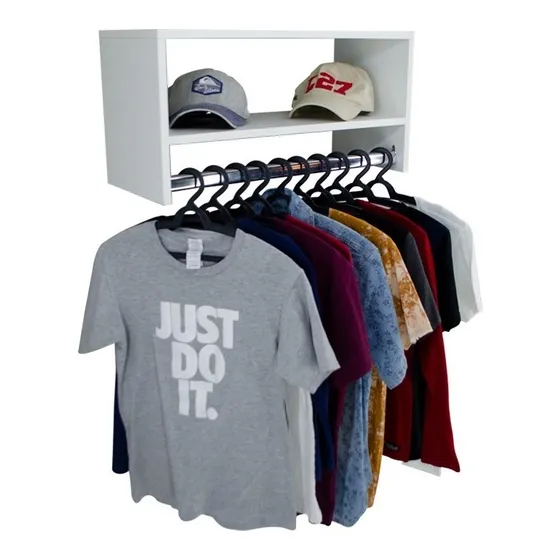 Cabideiro De Parede Arara Para Quarto Closet Com Nicho 80cm