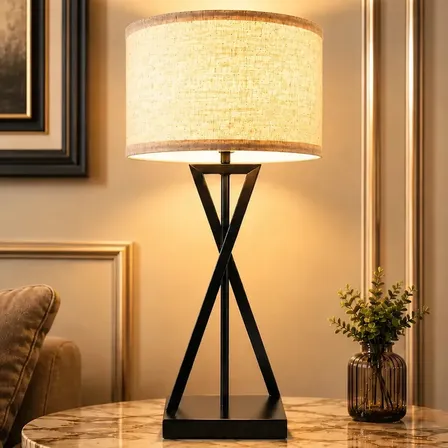 Abajur de Mesa Preto com 3 Temperaturas de Luz para Cabeceira, Luminária Decorativa Moderna, Luz Aconchegante para Quarto, Criado-Mudo, Sala, Escritório, Estudo e Leitura, Tieesa
