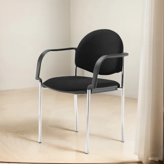  Silla De Escritorio Recepción Fija C/brazos Base Cromada 