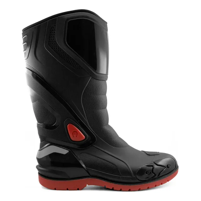 Botas De Caucho Para Motociclista Color Negro Ref Racing Vmr