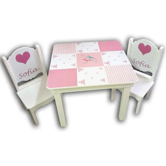 Vinilo Pizarra, Mesa Infantil + 2 Sillas Varios Personajes