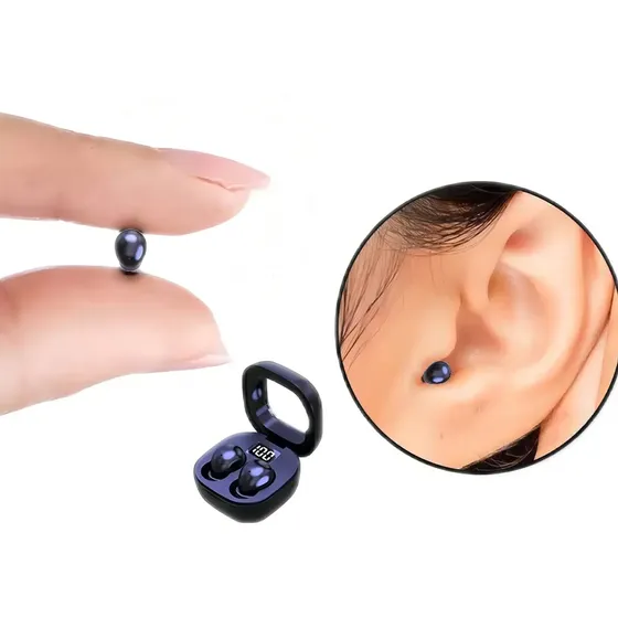 Mini Fone De Ouvido Invisível Cor Preto Luz Branco