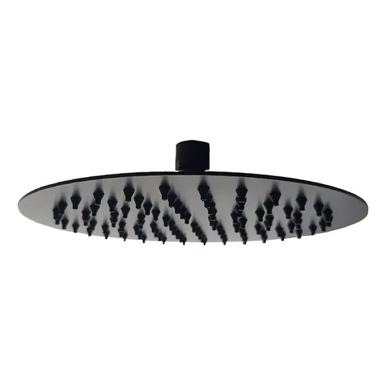 Ducha De Baño Ultrafino De Alta Presión Negro Redondo 25cm 