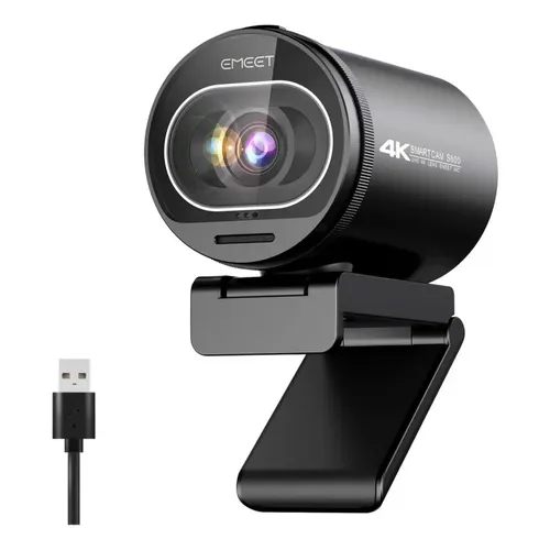 Webcam Emeet S800 4k Para Pc - Ultra Hd 4k Foco Automático Cor