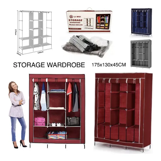 Closet Armable Grande 130x45x175cm 3 Separaciones Organizado
