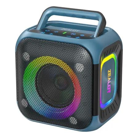 Parlante Bluetooth Portátil Zealot Pt01 Boombox 60 W Subwoofer Con Luces Rgb Azul