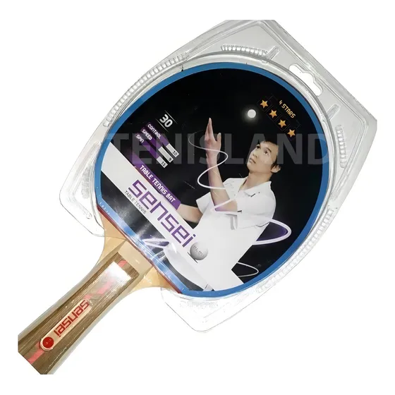 Paleta de ping pong Sensei 4 Star negra y roja FL (Cóncavo)
