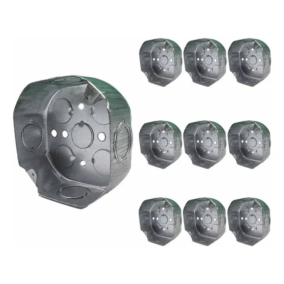 Pack 10pz Caja Metalica Octagonal 4x4puLG Pesada Acero Argos