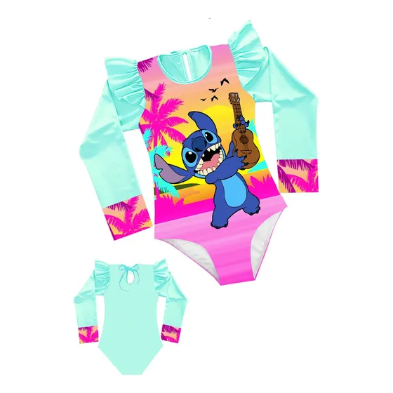 Traje De Baño Bañador Stitch Lilo Ohana Versión Sencilla