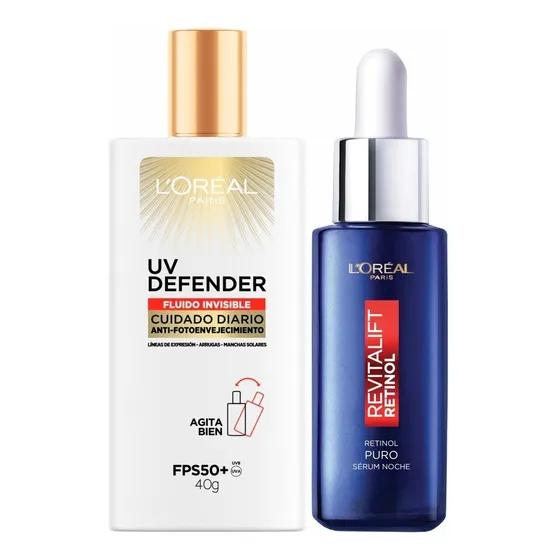 Fluido Invisible Defender + L'oreal Revitalift Retinol Serum