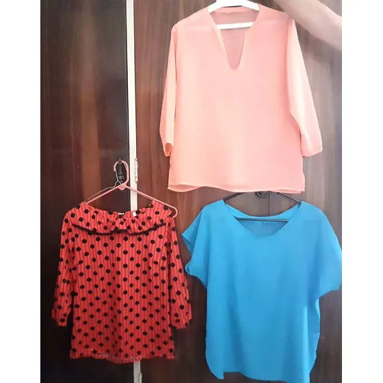 Blusa Blusas Azul Roja Durazno