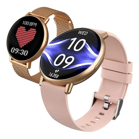 Relógio Smartwatch Forestory Inteligente Redondo Bluetooth Ip68 À Prova D'água Notificações Chamadas Saúde Monitoramento De Sono Esportes com Android e iOS Com 2 Pulseiras Feminino Masculino Alumínio