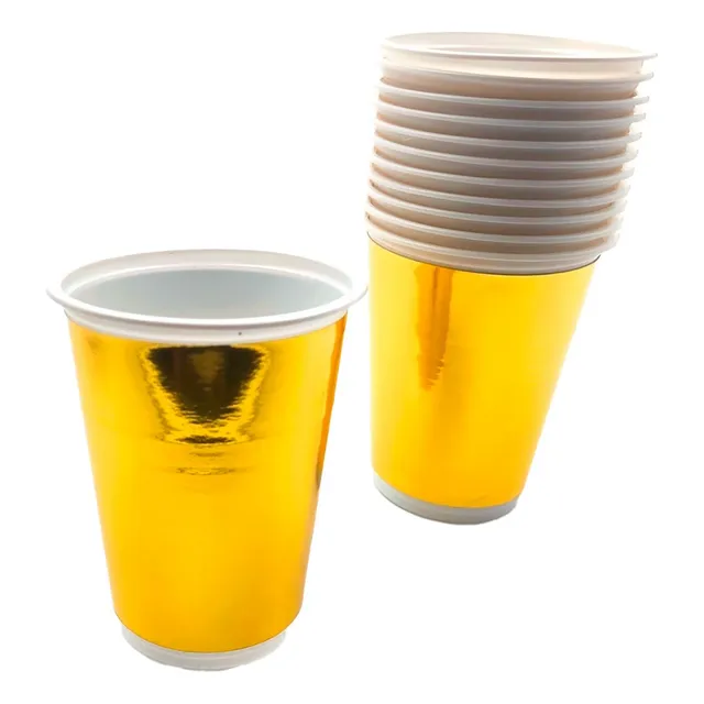 Vaso Fiesta Metalizado Dorado 7 Onzas X 10 Unidades