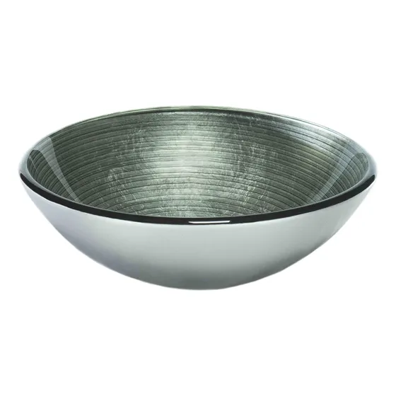 Bacha Redonda De Apoyo Dune Agadir Silver 42cm Vidrio