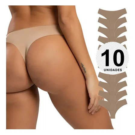 Kit 10 Calcinhas Fio Dental Tanga Sem Costura Atacado