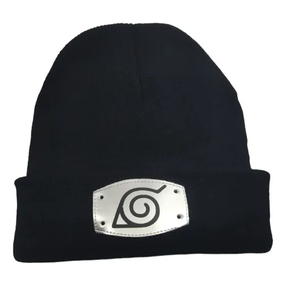 Touca Naruto De Lã Preto Da Folha Normal 