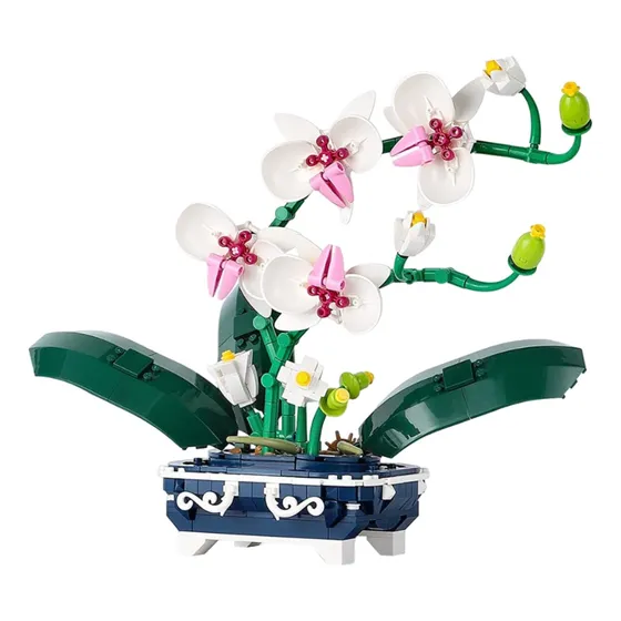 Juego De Bloque De Construcción Sembo Flores Orquídea Blanca