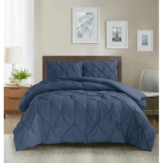 Edredón Plisado Azul Índigo King Size - Pintuck Microfibra