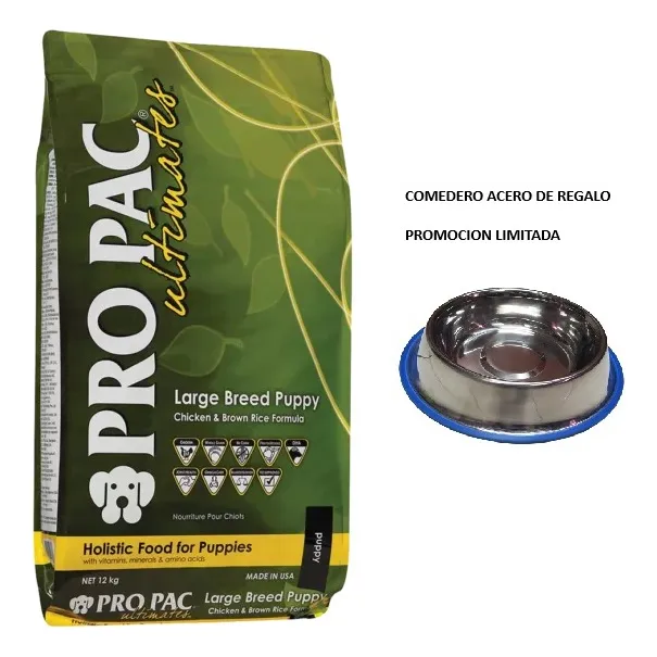 Alimento Perros Puppy Raza Grande Pro Pac Pollo Arroz 12 Kg