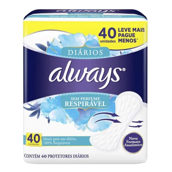 Protetor Diário Always Respirável Leve Mais Pague Menos 40 U