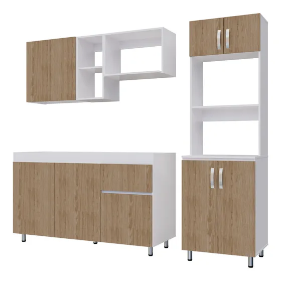 Cocina Integral Rosy Rovere 150x190cm Sin Mesón Y Con Alacen