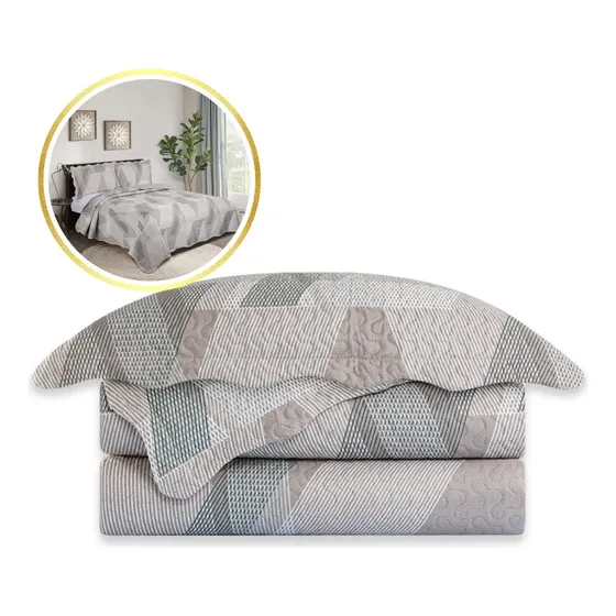 Colcha Cobre Leito Evolution Patchwork Casal 220x240 Camesa