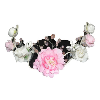 Tocado Tipo Tiara Xv Años Primera Comunión Rosa Blanco Cri Tocado Tipo Tiara Xv Años Primera Comunión Rosa Blanco Cri