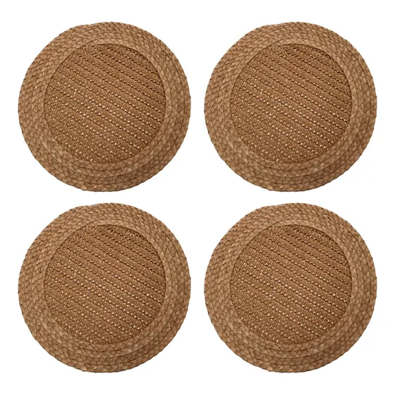 Set 4 Individuales De Yute Doble Trama Corón De Ø35cms Kawi® Tramado