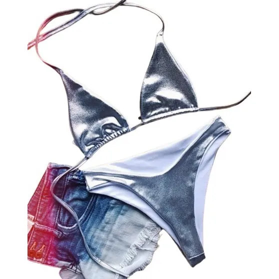 Bikini, Traje De Baño Dos Piezas,metalizado Varios Colores..