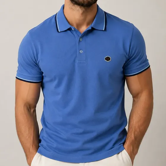 Camisa Polo Casual 100% Algodão Masculina Manga Curta