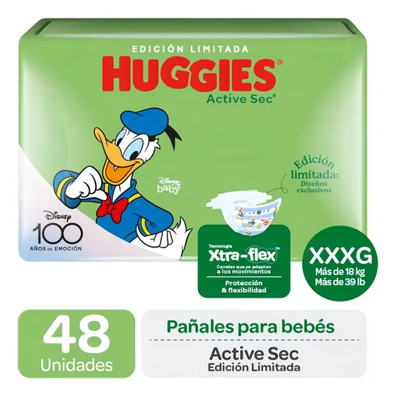 Pañales Huggies Active Sec - Talla XXXG 48 un | Cuotas sin interés