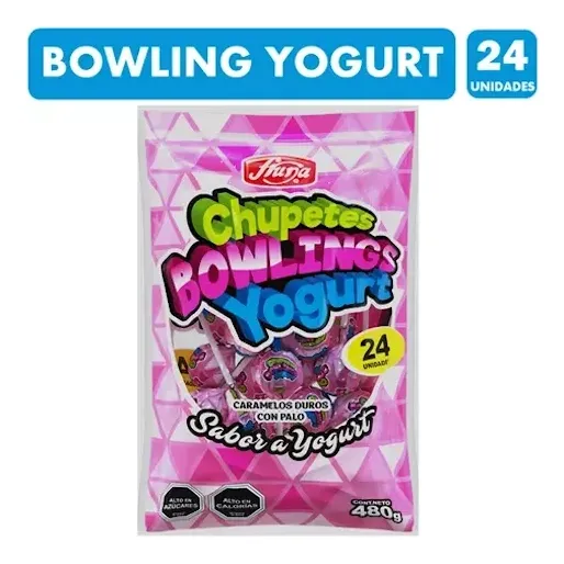 Coyacs Chupetes Bowlings 24 Unidades Sabor A Yogurt