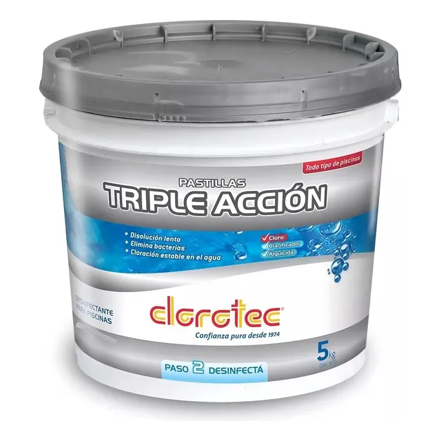 Cloro Pastillas Triple Acción 5 Kg Clorotec Para Pileta