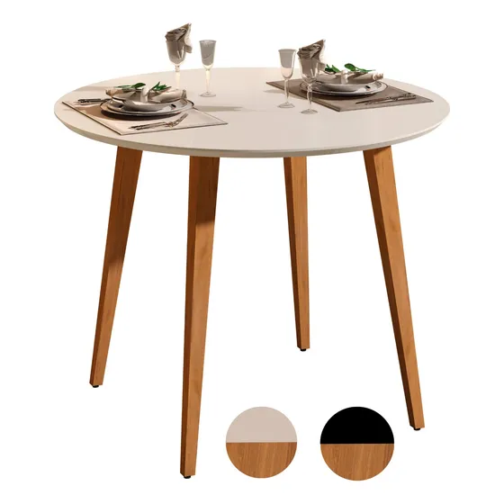 Mesa De Jantar Compacta 90 Cm Pes Madeira