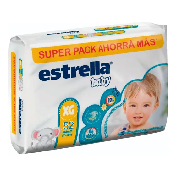 Pañales Estrella Baby Super Pack Xg X 52 Un Tamaño Extra grande (XG)