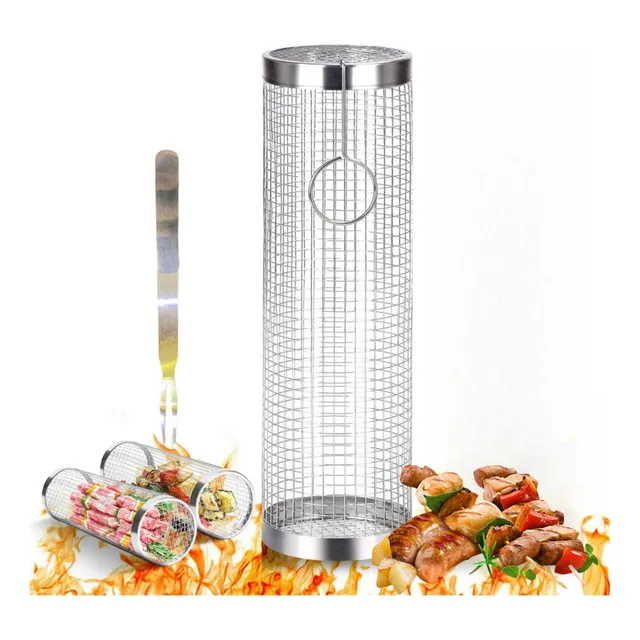 . Cesta Cilindro For Verduras Carne Asada Parrilla Asador