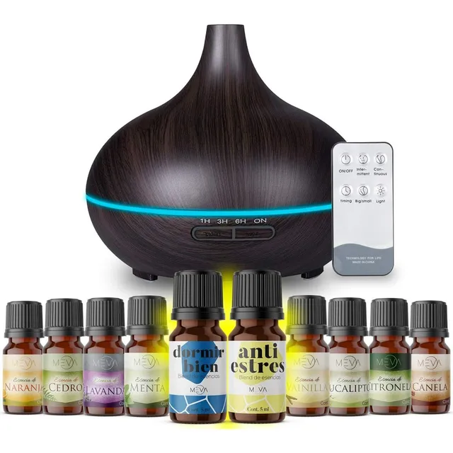 Difusor De Aromas Aromaterapia 500ml 10 Aceites Esenciales V Color Chocolate