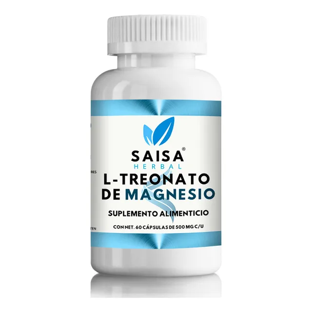 L-treonato De Magnesio | Treonato de Magnesio Suplemento Alimenticio | 100% Puro Saisa Herbal | 60 Cápsulas Saisa Alta Absorción | Reduccion de estrés, mejorar la memoria, concentración