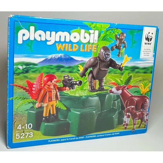 Playmobil 5273 Zoo Animais Wwf Gorilas Okapis Equipe Tv Mib