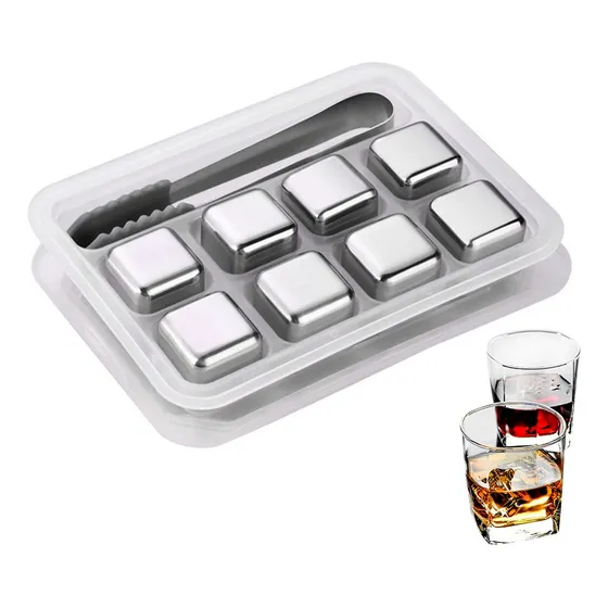 Qii 8 Pcs Reutilizavel Cubos De Gelo Em Aço Inoxidavel
