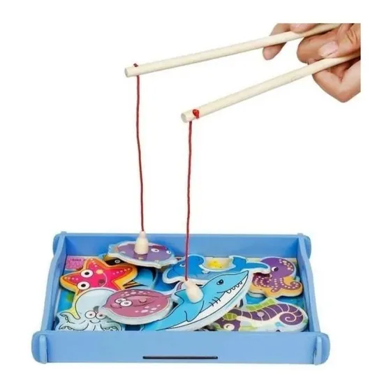 Juego De Pesca Magnético- Madera  Puzzle Didáctico Niños
