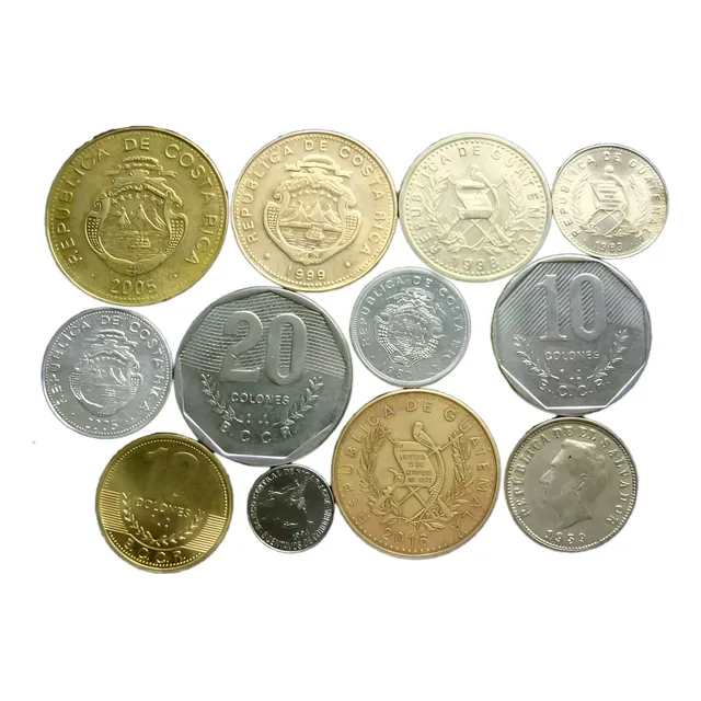 Lote 12 Monedas Guatemala Nicaragua Costa Rica El Salvador.-