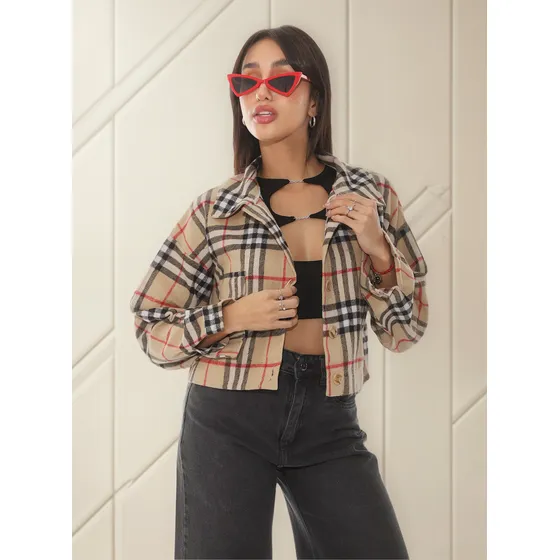 Camisaco Paño A Cuadros Susana Mujer