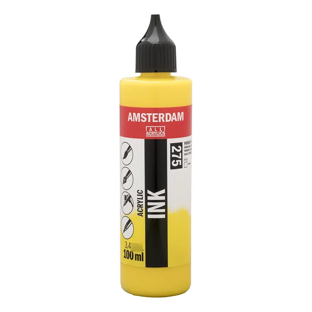 Botella Tinta Acrílico Amarillo Primario 100 Ml 275