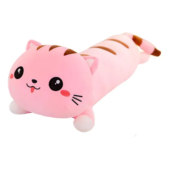 Almohada Larga De Peluche Forma De Muñeco Gato 70cm
