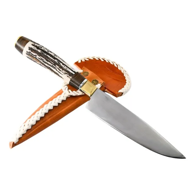 Cuchillo Artesanal Hoja 13 Cm Acero Inoxidable Ciervo Sor Color Blanco