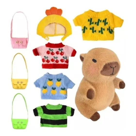 Para Www Peluche Capybara Con 9 Accesorios