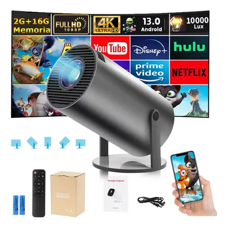Proyector Inteligente Keluona Hy300 Pro Android 1080p Hd Wifi Bluetooth Compacto Color Gris