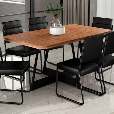 Conjunto Sala De Jantar 6 Cadeiras Charlotte Carraro Preto