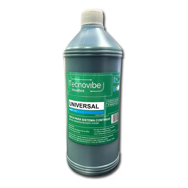 Tinta Alternativa Universal Tecnovibe En Botella De 1 Litro Compatible Con Impresoras Epson Brother Y Sistema Continuo Color Cyan